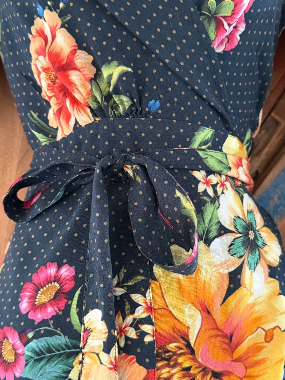 Farm Rio Majorca wrap floral print hi/lo hem maxi dress Sz XXS - Picture 8 of 16